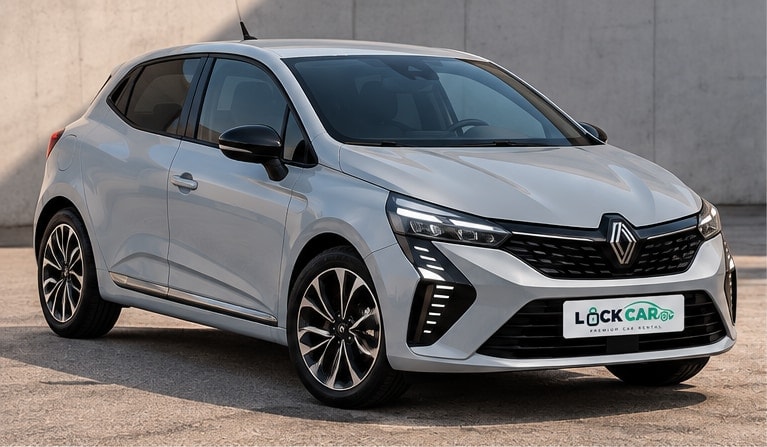 Renault Clio 5 E-Tech Gris Nardo 2026 — vue trois-quarts avant